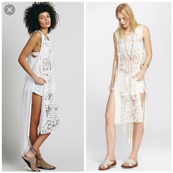 Free People Tops - Free people white lace never enough maxi top xs